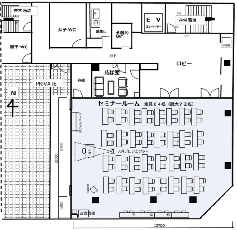 4階フロアー・セミナールーム配置図の写真